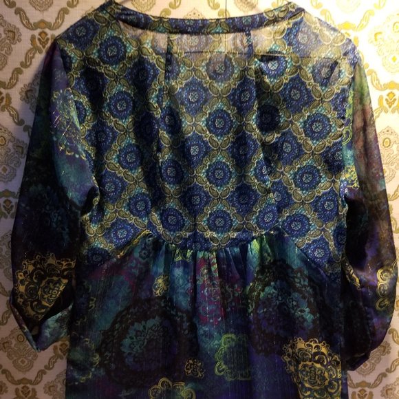 Vintage Blue sheer polyester top - Picture 2 of 3